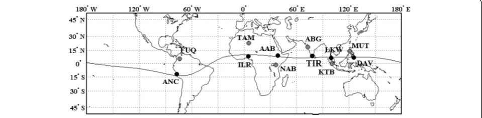 Table 1 Geomagnetic and geographic coordinates of stationsused in this study