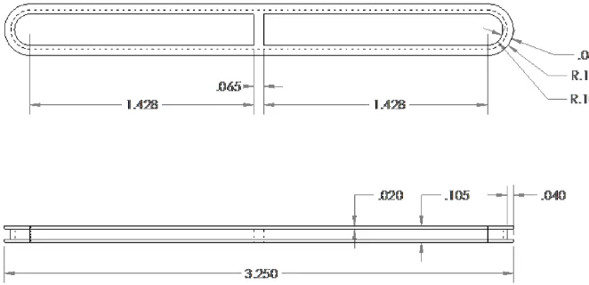 Figure 3. Racetrack foil bobbin used in the sensor for the hybrid magnetometer (units in inches).