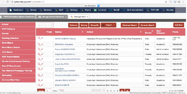 Figure 2.2: Student Module of the TVET-IS Source: TVET Information System 2017 
