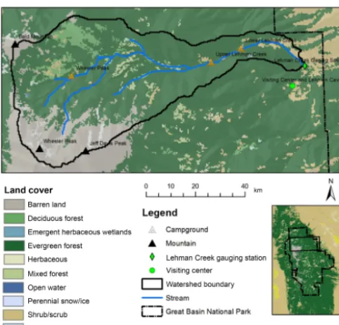 Figure 10. PRMS hydrologic model study area, which was derivedfrom the vegetation map obtained from the National Land CoverDatabase (NLCD, 2011) with 30 m resolution