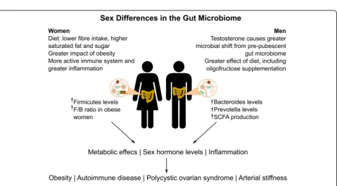 Fig. 3 Sex differences in determinants, constituents and effects of the gut microbiome