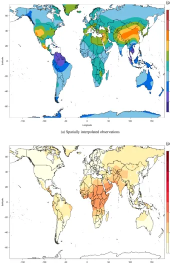 Figure 2. Estimates of spatially interpolated surface ozone distribution and associated uncertainty (half width of the 95 % credible intervalfrom each cell).