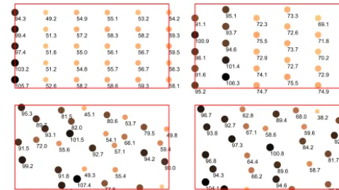 Figure 3. Layout and relative turbine power output for four of thecases listed in Table 2