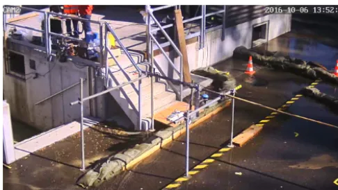 Figure 7. View from camera CAM1 in which a bicycle is visible inthe ﬂood water behind the dam