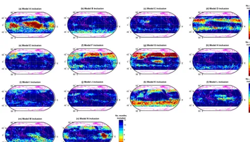 Figure 10. Spatial and temporal variability in the ratio of the number of members in the second most populous cluster (cluster 2) to those inthe most populous cluster (cluster 1).