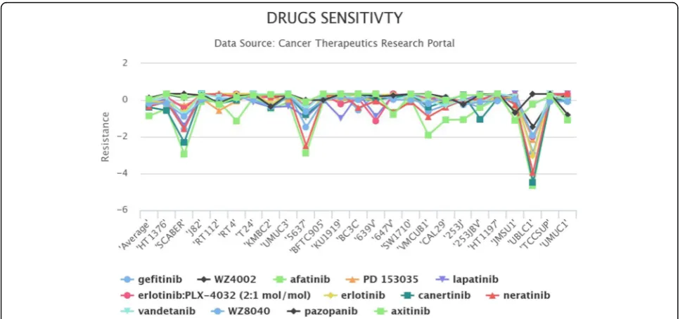 Fig. 2 Drug sensitivity of EGFR inhibitors in bladder cancer cell lines. Bladder cancer cell lines with high expression of EGFR, including HT1376,5637 and UBLC1, were markedly sensitive to EGFR-targeting agents