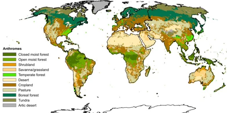 Figure 2. Global anthrome classes in the potential natural vegetation and agricultural areas