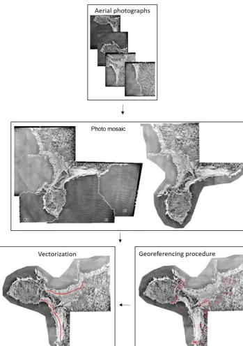 Figure 2. Flowchart procedures for using aerial photographs to extract coastline indicators.