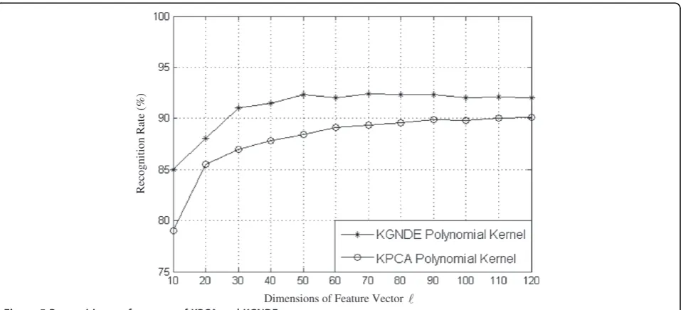 Figure 5 Recognition performance of KPCA and KGNDE.
