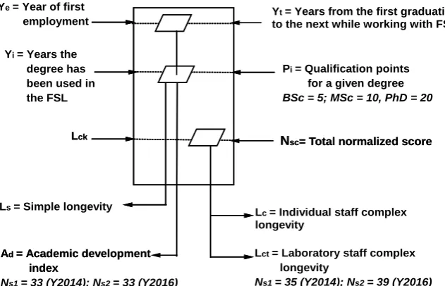 Figure 5. Determination of academic development coefficient, Ad, and complex longevi-ty, Lc