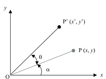 Figure 6. A set of coordinates P being rotated in degree.  