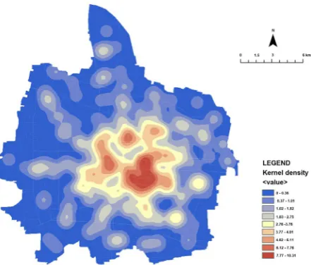 Figure 4. Kernel density of convenient commercial facility. 