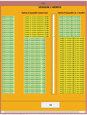 Figure 3: Sample Screenshot for MPL elicitation method