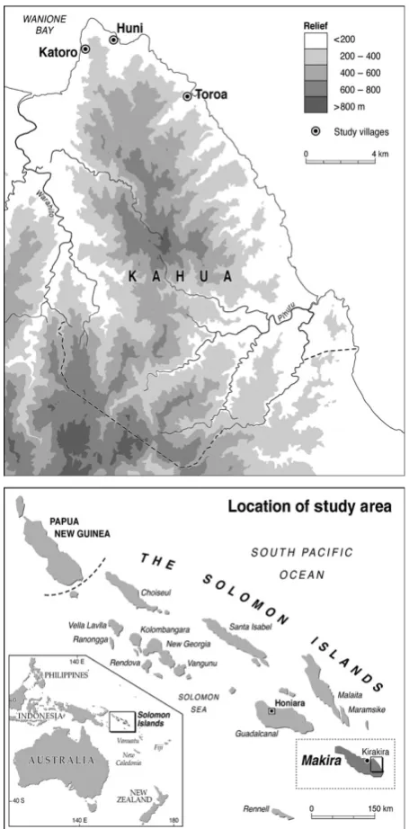 Figure 1. Location of Kahua study area on Makira, Solomon Islands.