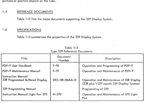 Table 1-2 lists the major documents supporting the 339 Display System. 
