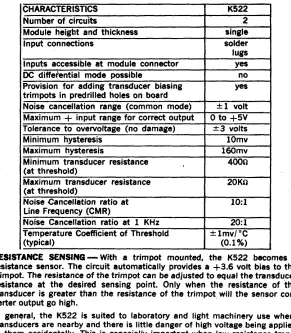 Table of Value when wired Hysteresis Programmin, Pins to converter output 10mv 20mv 