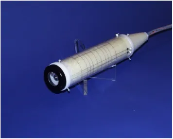 Fig. 4. Triaxial vector helium pumped sensor developed at LETI. (length 30 cm; diameter 6 cm)