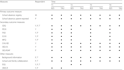 Table 2 Overview of outcome measures, respondents, and assessment points