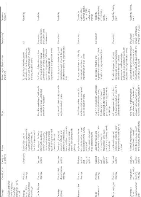 Table 2 Description of implementation strategies