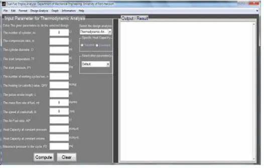 Fig. 3.  DFA thermodynamics analysis module input GUI  