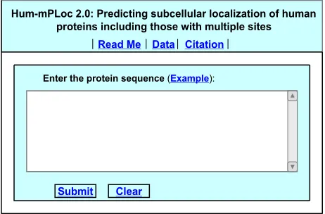 Figure 2. Illustration to show the Cell-PLoc 2.0 web-page at7 http://www.csbio.sjtu.edu.cn/bioinf/Cell-PLoc-2/