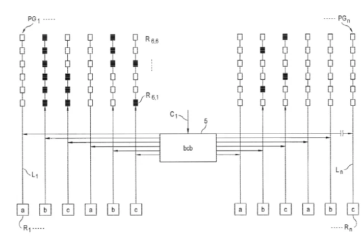 Figure 5. Circuit diagram of a clocked computer system for the simulation of human perception (see text)
