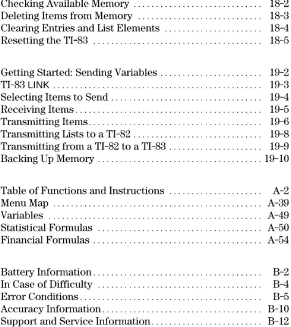 Table of Functions and Instructions ..................... A-2 Menu Map ..............................................