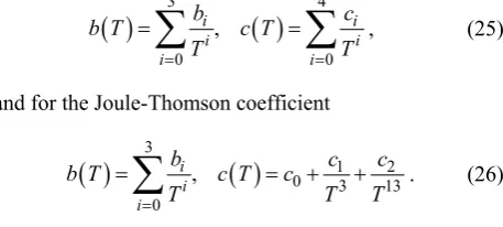 Table 2. Second virial coefficient and its uncertainty from PVT measurement [13] and [14]
