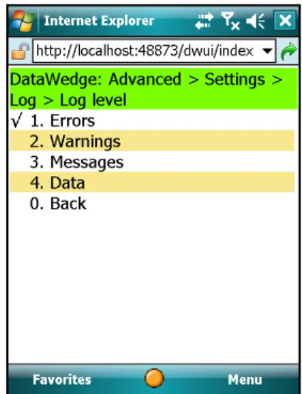 Figure 4-14     Log Level Page Use the menu to set the log level.