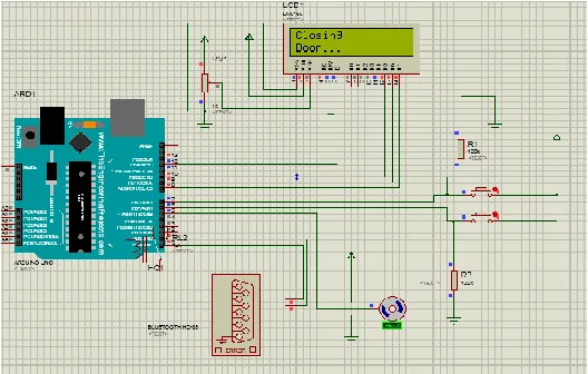 Figure 6:  Proteus simulations of the door security hardware design 