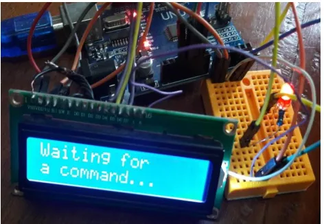 Figure 9:  Implementation of the hardware door security system communicating with the android phone app
