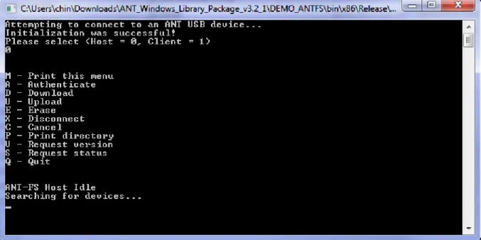 Figure 8. DEMO ANT-FS Application. 