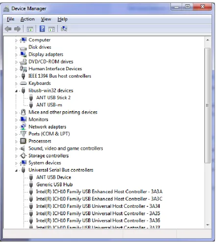 Figure 1. Device Manager with 3 ANT USB Devices Connected. 