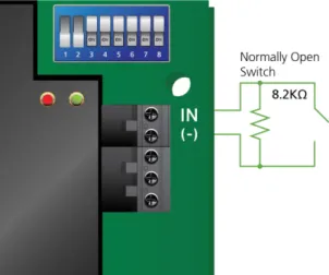 Figure 11: Normally Open Supervised Input (Single Resistor) 