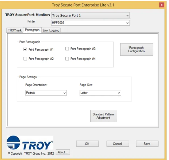 Figure 5.1: The Pantograph tab in the TSM Configuration Utility. 