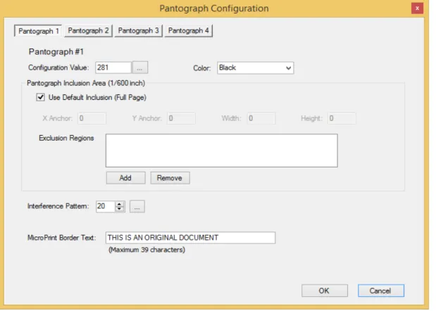 Figure 5.2: Pantograph configuration screen. 