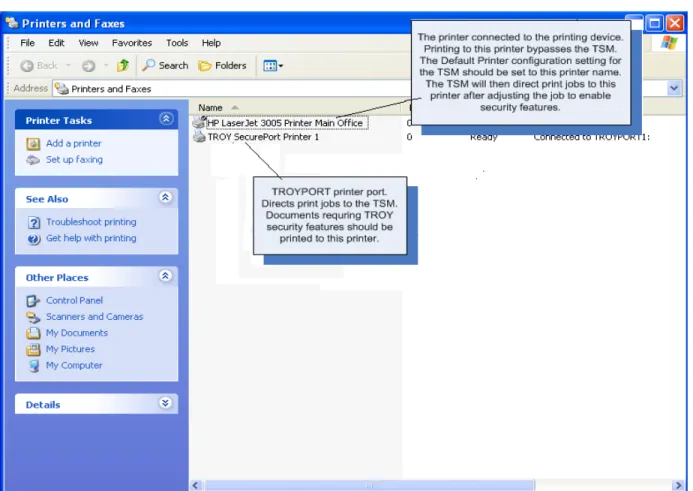 Figure 2.2: Two printer queues created in steps 3 and 4. 