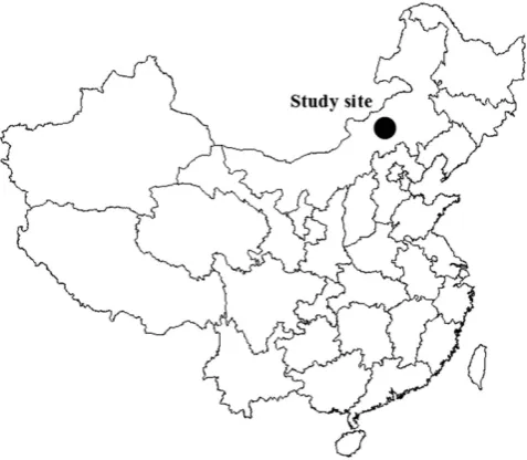 Figure 6. Map (created by ArcGIS version 10.2, http://www.esri.com/) indicating the location of field site is in the middle of Inner Mongolia (northern China)