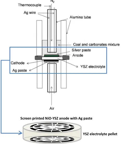 Figure 1. Diagram of the HDCFC setup and the cell design. 