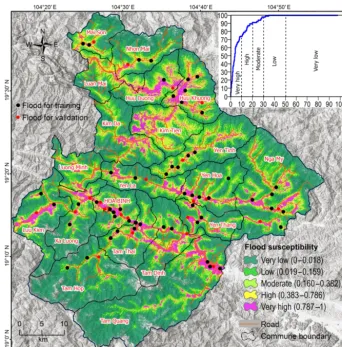 Figure 10. The ﬂood susceptibility map using the proposed BayGmmKda model for the study area.