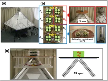 Figure 1. (a) The pyramidal structure (PS). (b) Left: The biosensors pre-pared according to the simultaneous calibration technique (SCAT)