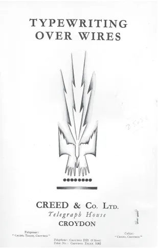 Fig. 4. Creed & Co. c.1934. Typewriting Over Wires. Frontispiece. Croydon: Creed & Co.