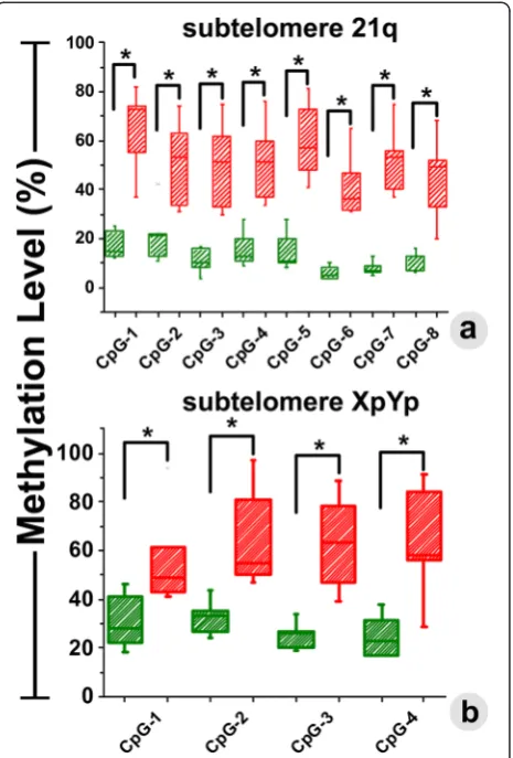 Fig. 4 The changes in methylation level (%) were quantitativelydetermined at each of the CpG sites in Chr
