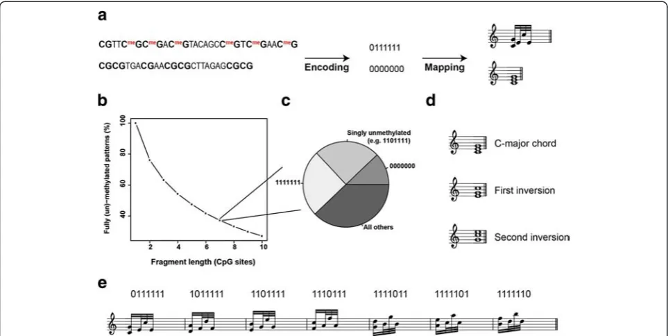 Fig. 1 Design of a 128-note universe for transformation of methylation patterns into music