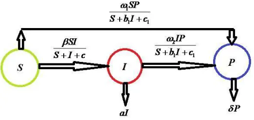Figure 1: Schematic diagram for the eco-epidemic model (2.2).