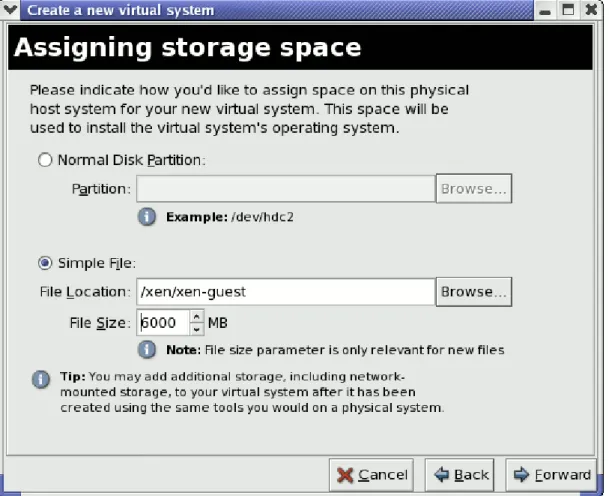 Figure 18.11. Assigning the Storage Space