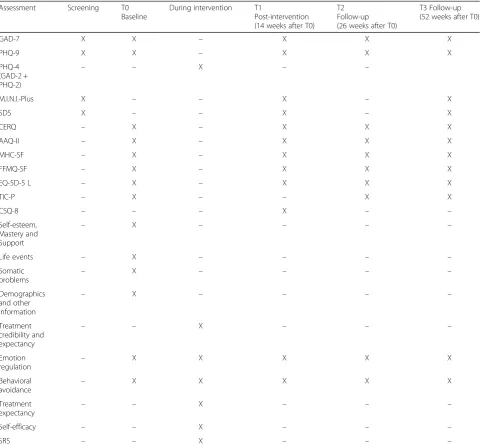 Table 1 Overview of assessments during the study