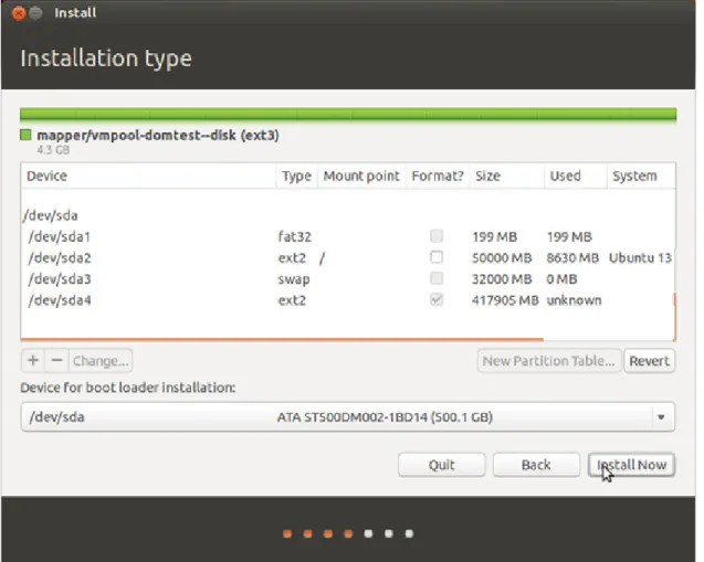 Figure 3.6 Sample partition table for para-virtualization. 