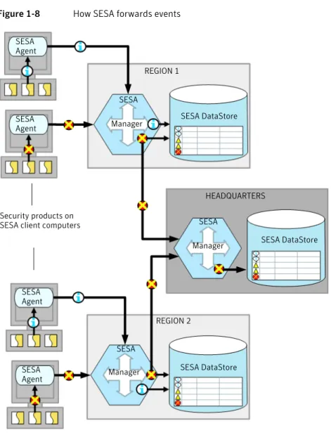 Figure 1-8 shows event forwarding in SESA.