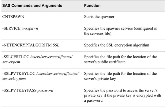 Table 5.1 SAS Commands and Arguments for Spawner Start-Up Tasks